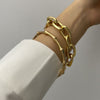 2/Pcs Gold Color Metal Chain Link & Bamboo-Style Bracelet Set - Tabashishop